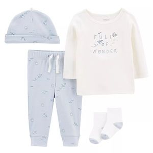 NWT Carter’s ‘Full of Wonder’ Light Blue 4 Pc. Baby Boy Outfit (Size: 6 Months)